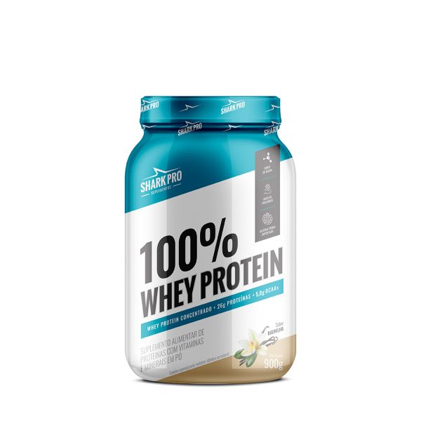 100% WHEY PROTEIN POTE 900g SHARK PRO BAUNILHA