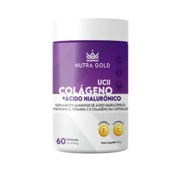 Colágeno UCII com Ácido Hialurônico - 60 Cápsulas NUTRA GOLD